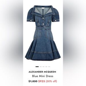 Alexander McQueen Blue Denim Dress
